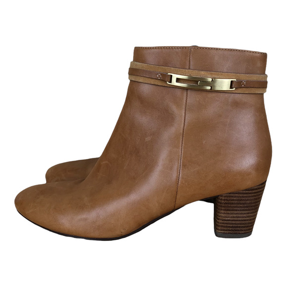 ECCO Leather Ankle Boots Brown Booties with Buckle Detailing Womens size 8 - Picture 9 of 13